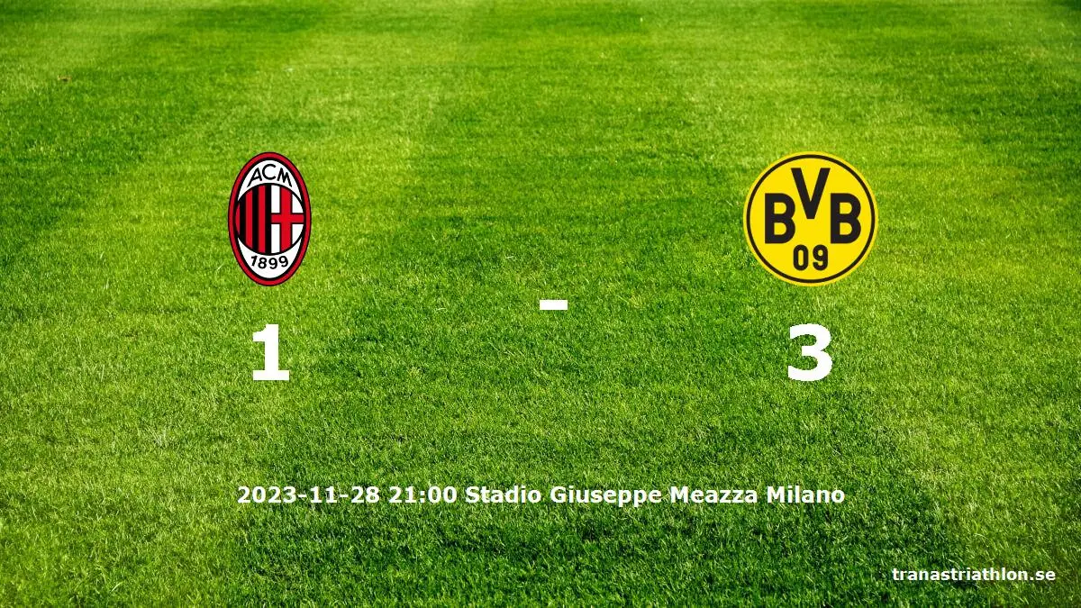 AC Milan mot Borussia Dortmund tidslinje och laguppställning