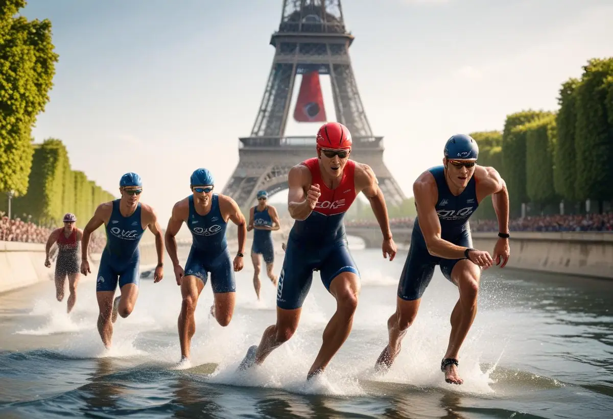 Schema för triathlon OS 2024 illustration