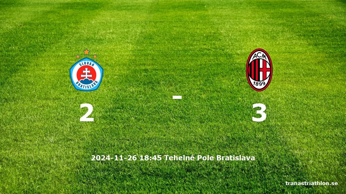 Slovan Bratislava mot AC Milan tidslinje och laguppställning