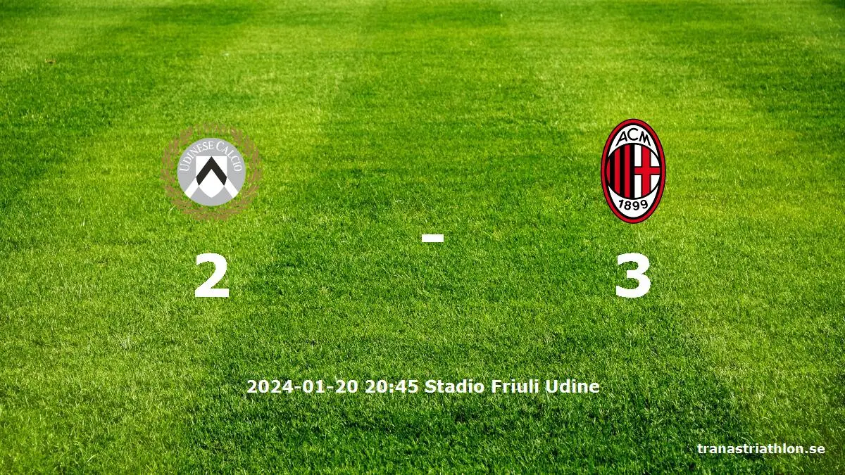 Udinese mot AC Milan tidslinje och laguppställning